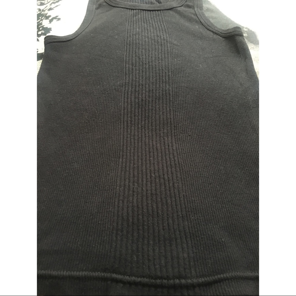 Basic %100 Cotton Black Ribbed Razor Back Tang Top - Picture 3 of 4